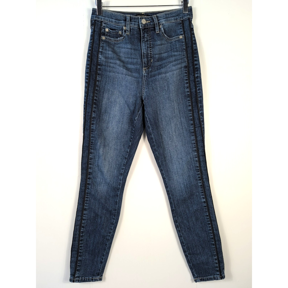 Banana Republic Jeans Womens 27 Blue High Rise Skinny Ankle Stretch Side Stripe